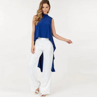 True Blue Sleeveless High Low Women's Top