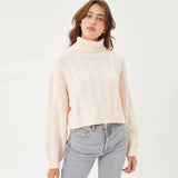 Turtleneck Loose Fit Cable Knit Women's Sweater