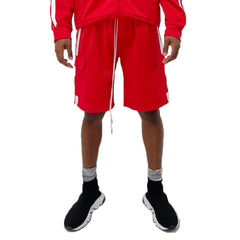 Two Stripe Cargo Pouch Shorts - Red