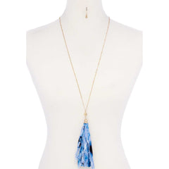 Tye Dye Fabric Tassel Necklace