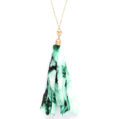 Tye Dye Fabric Tassel Necklace