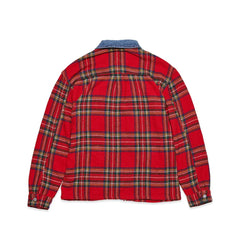 UNISEX FLANNEL SHACKET WITH DENIM CONTRAST