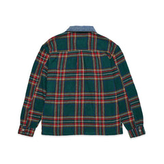 UNISEX FLANNEL SHACKET WITH DENIM CONTRAST