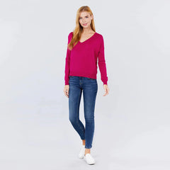 V-neck Back Cross Sweater