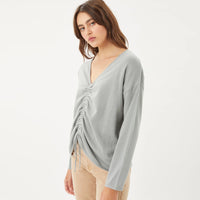 V-neckline Drawstring Ruched Top