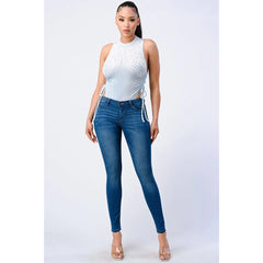 Velvet Leopard Side Shirring Extreme Cut Women's Bodysuit