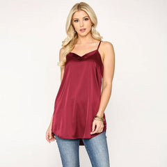 Velvet Mixed Adjustable Strap Round Camisole