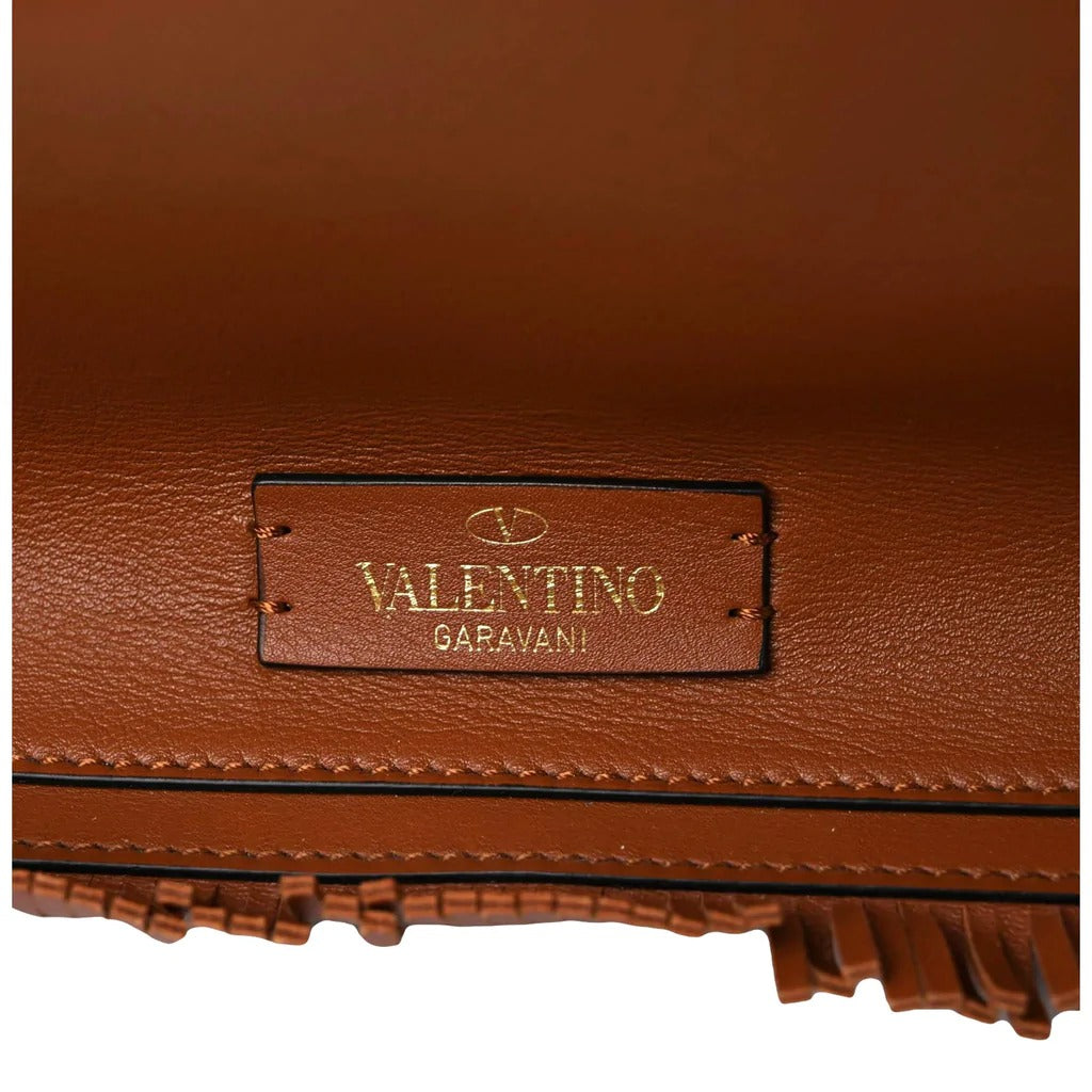 Valentino Garavani The Rope Large Fringe Brown Leather Tote Bag