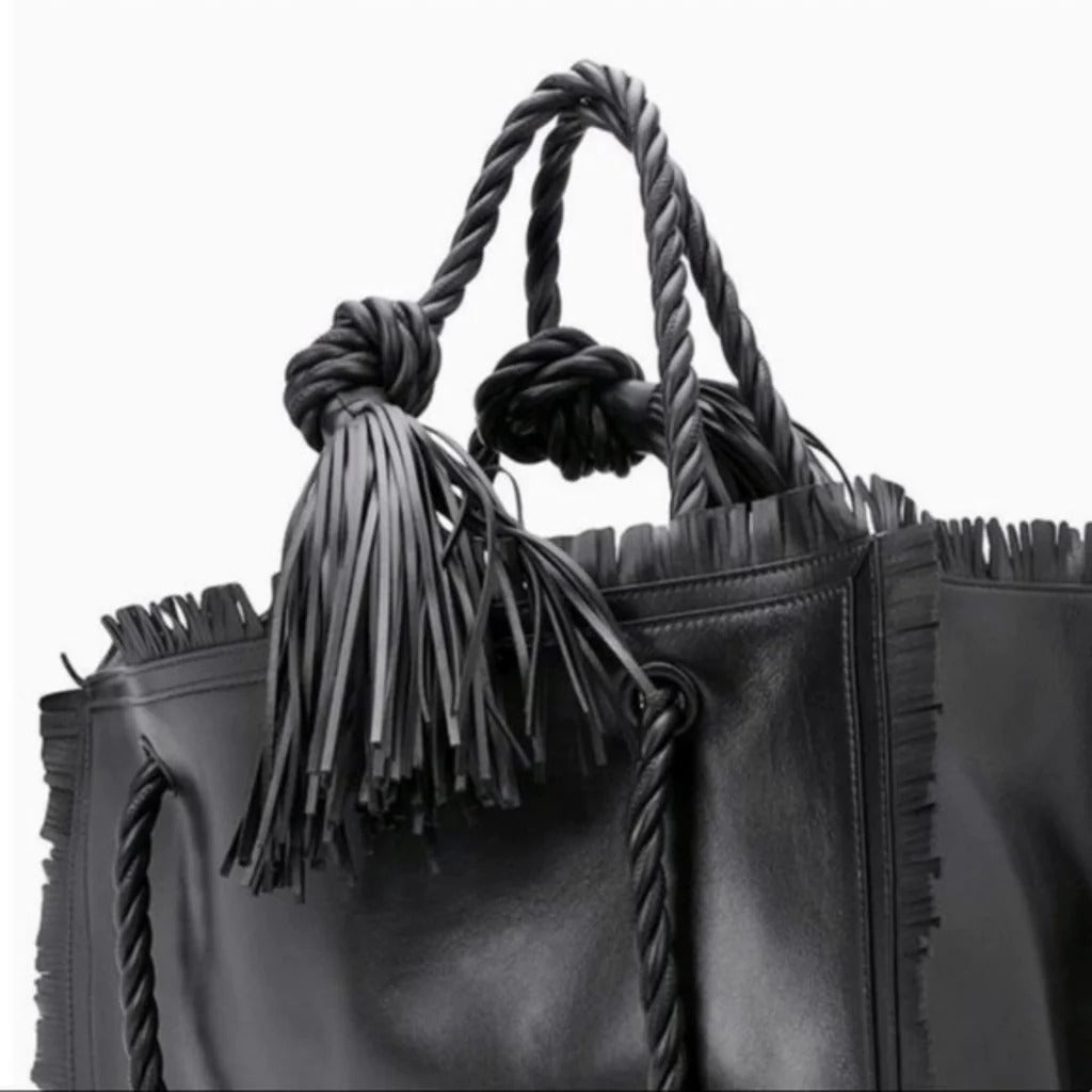 Valentino Garavani The Rope Large Fringe Leather Tote Bag