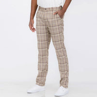 Weiv Men's Plaid Trouser Pants - Beige