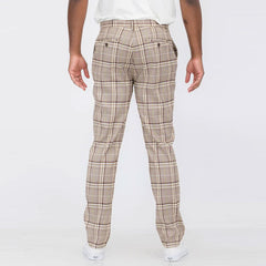 Weiv Men's Plaid Trouser Pants - Beige