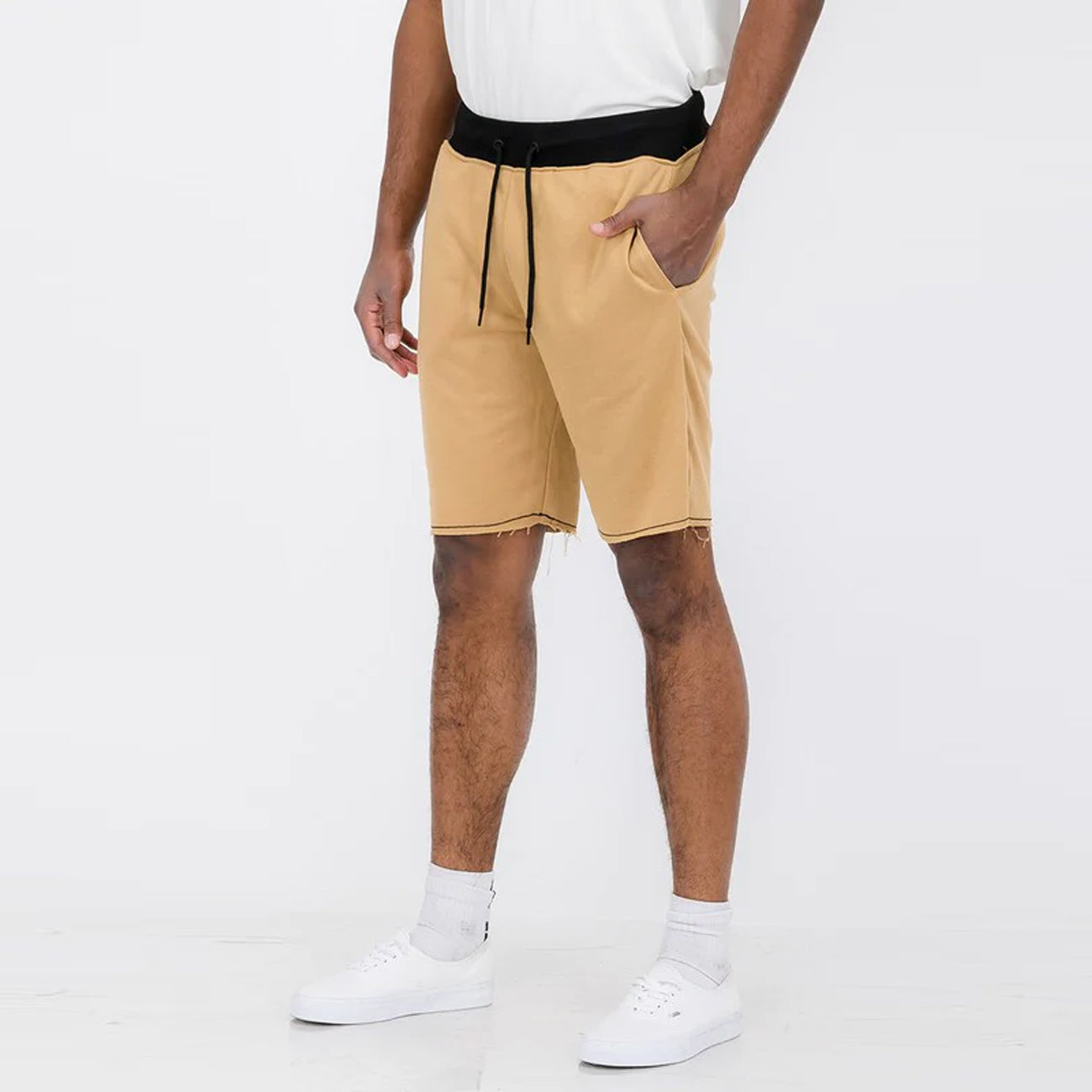  WeRaw Cut Sweat Shorts - Khaki