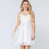 White Lace Stiff Meshed Cami Mini Dress