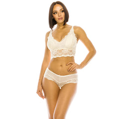 White Mesh Elastic Waistband Women's Underwear with Lace