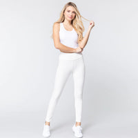 White Waist Band Long Ponte Pants