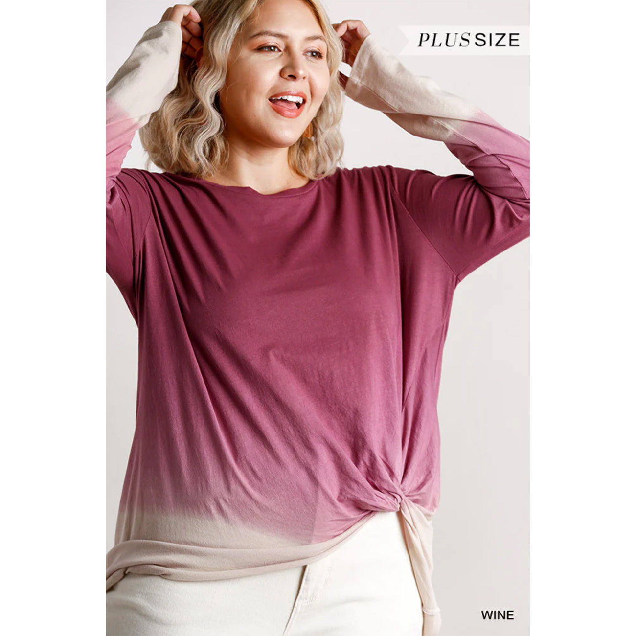 Wine Ombre Print Long Sleeve Top