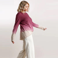 Wine Ombre Print Long Sleeve Top