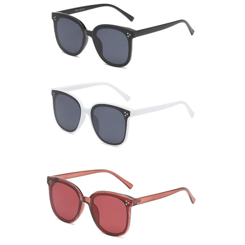 Women Round Cat Eye Sunglasses - Black