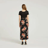 Womens Summer Casual Floral Maxi Dress With Pocket- Black