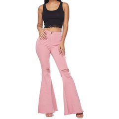 Women'S Juniors Bell Bottom High Waist Fitted Denim Jeans
