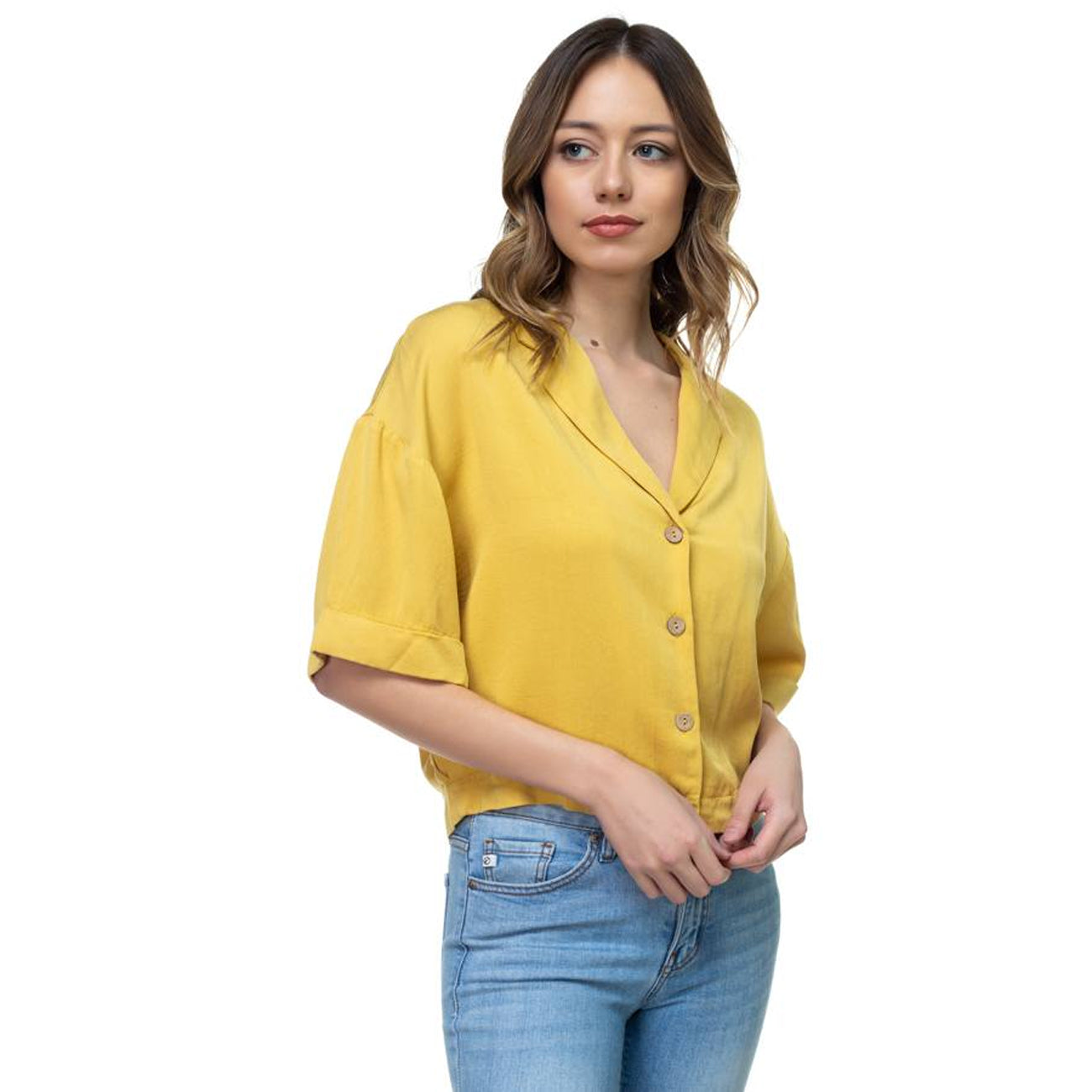 Yellow Boxy Button Down Shirt