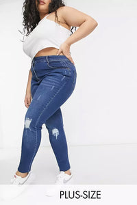 Yours super skinny ripped jeans in mid blue wash skiny
