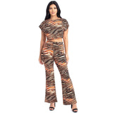 Zebra Print Crop Top and Palazzo Wide Leg Pants Set