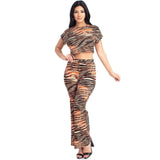 Zebra Print Crop Top and Palazzo Wide Leg Pants Set