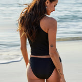 Zip Front Split Sleeveless Women's Swimsuit