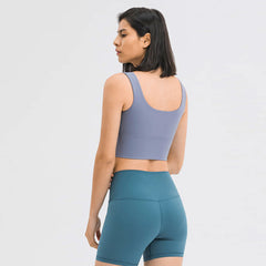 Zipper Front Sport Scoop Neck Tank Top