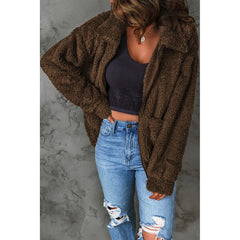 Zip Up Teddy Jacket with Pockets