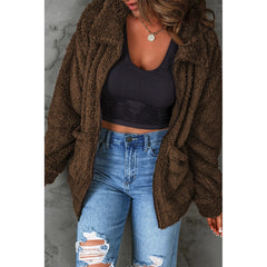 Zip Up Teddy Jacket with Pockets