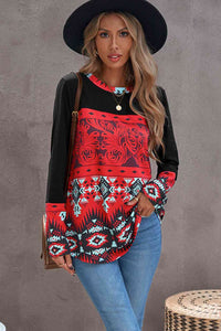 Printed Round Neck Long Sleeve Shirt