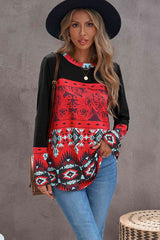 Printed Round Neck Long Sleeve Shirt