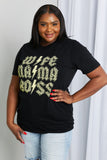 mineB Full Size Leopard Lightning Graphic Tee in Black 