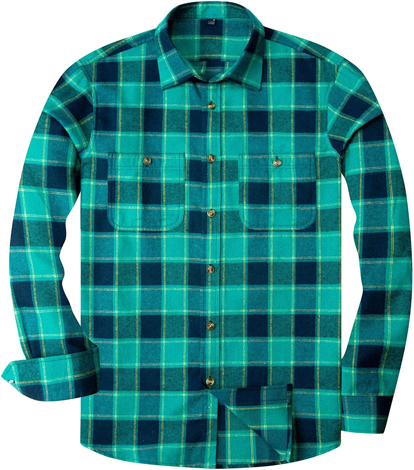 Men'S Button down Regular Fit Long Sleeve Plaid Flannel Casual Shirts