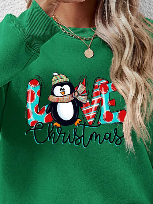 Live Christmas Drop Shoulder Round Neck Sweatshirt