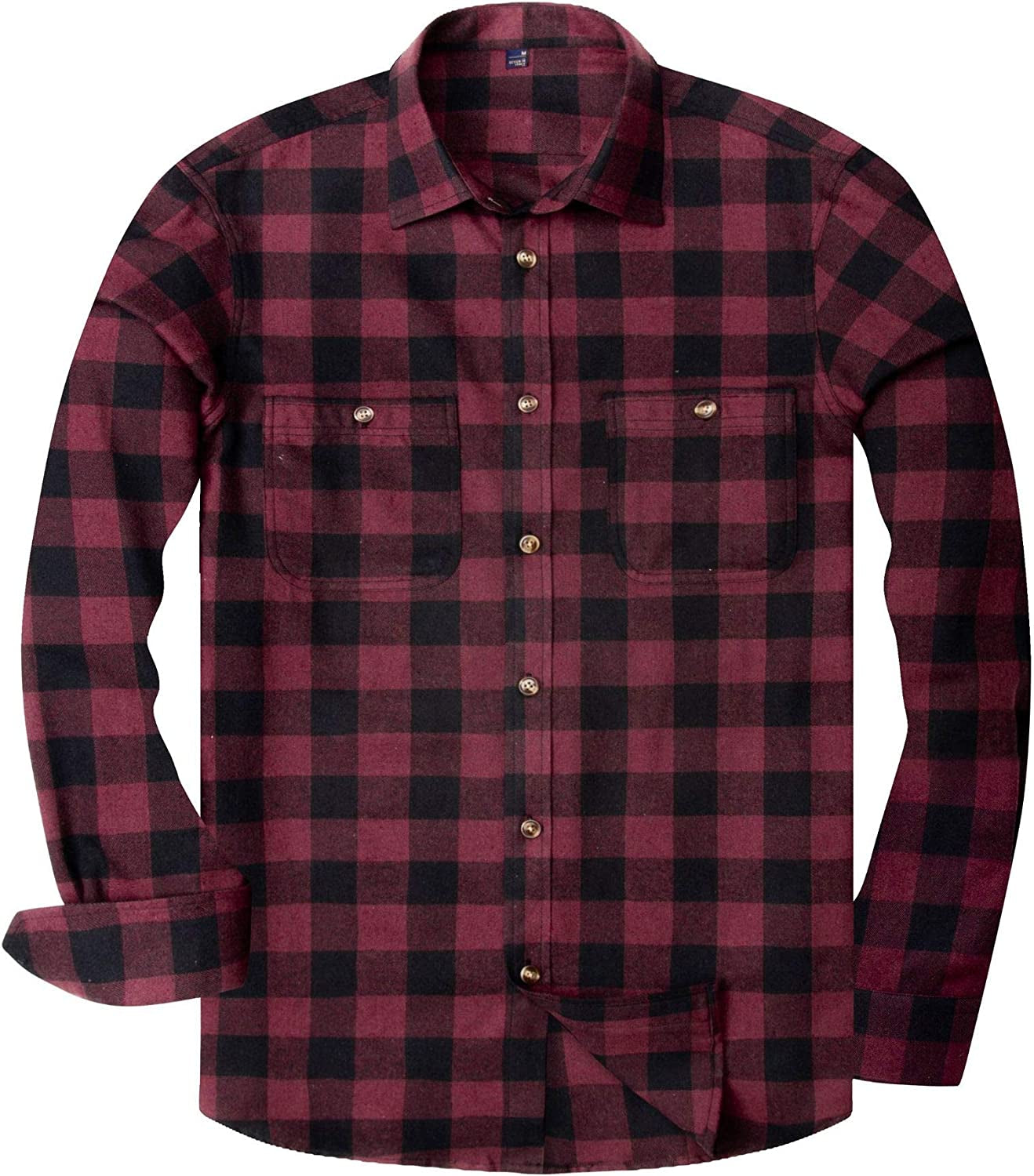 Men'S Button down Regular Fit Long Sleeve Plaid Flannel Casual Shirts