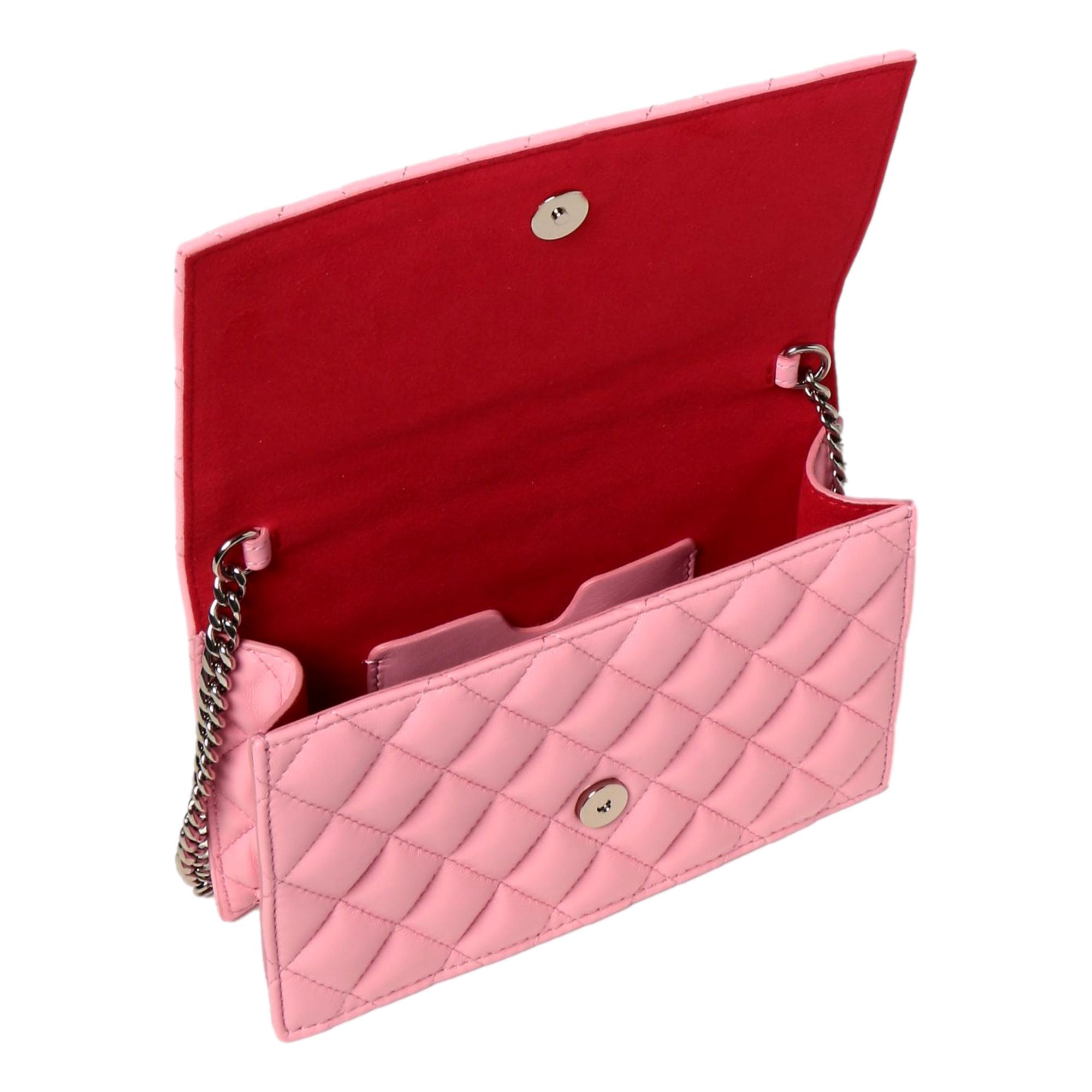 Alexander Mcqueen Pink Quilted Leather Skull Shoulder Bags