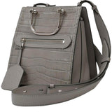 Alexander Mcqueen The Short Story Grey Croc Print Leather Satchel
