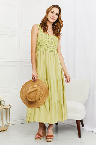 HEYSON Summer Dream Crochet Midi Dress in Lime
