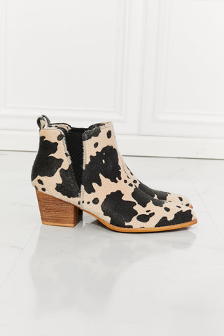 MMShoes Back At It Point Toe Bootie in Beige Cow Print
