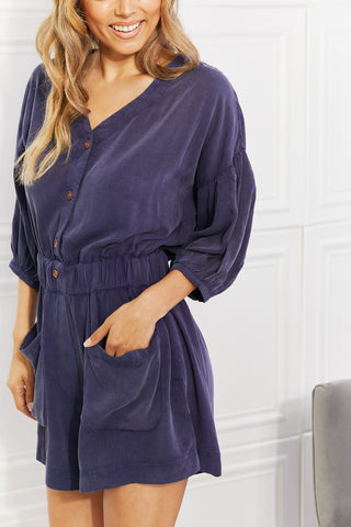 White Birch Full SIze Play It Cool Three-Quarter Sleeve Romper
