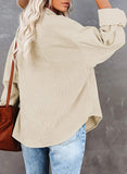 Dokotoo Womens Corduroy Button down Shirts Boyfriend Long Sleeve Oversized Blouses Tops