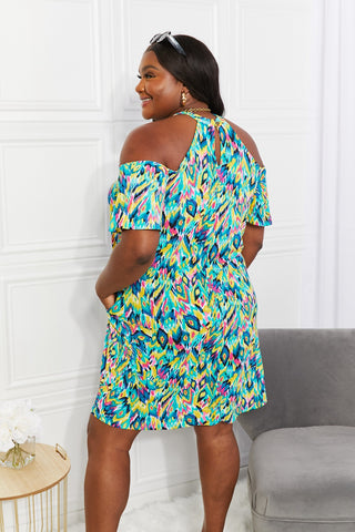 Sew In Love Full Size Perfect Paradise Printed Cold Shoulder Dress