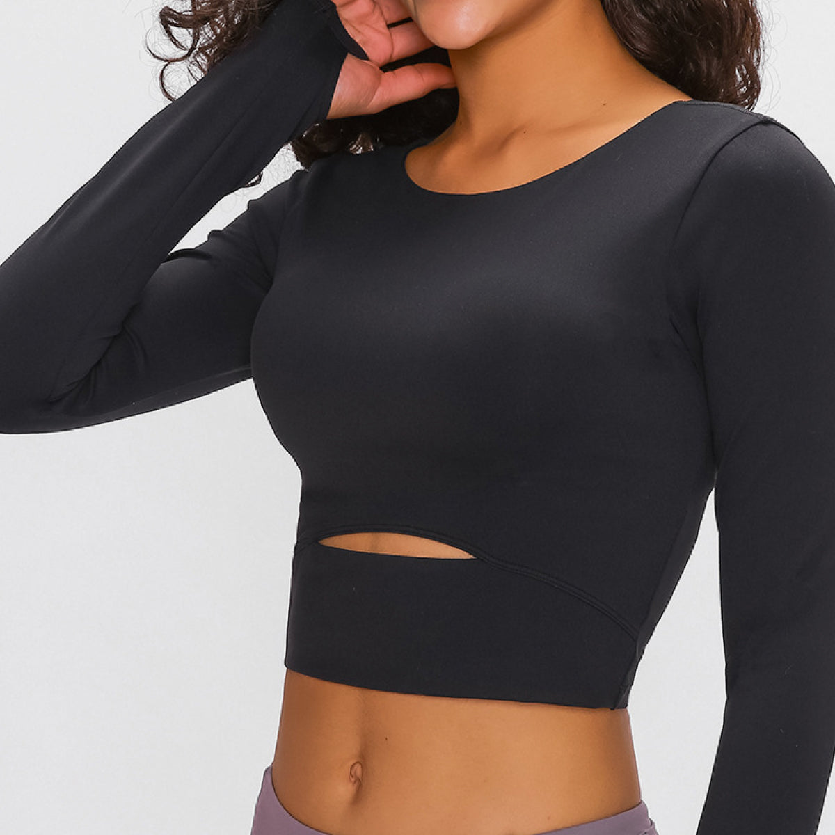 Long Sleeve Cropped Women's Top Sports Strap