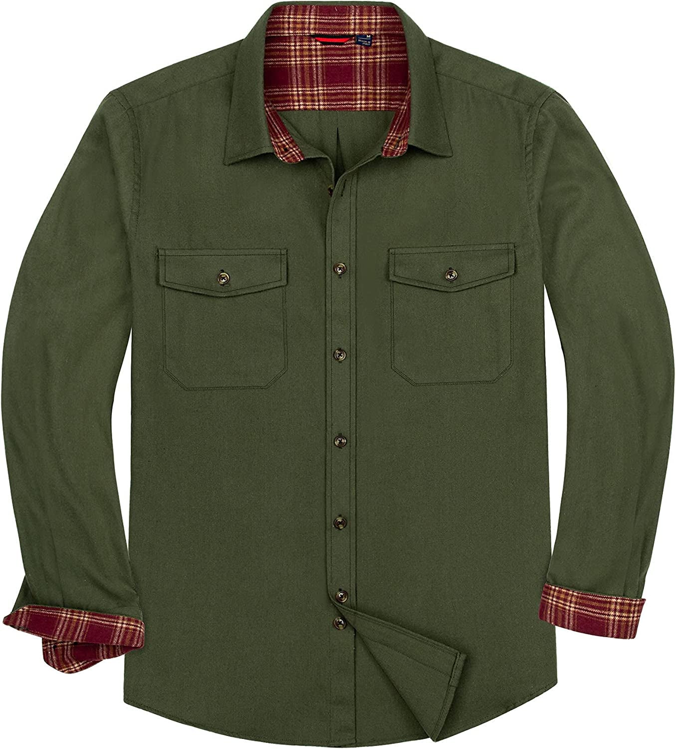 Men'S Button down Regular Fit Long Sleeve Plaid Flannel Casual Shirts