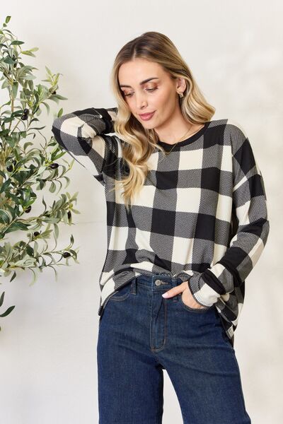 Celeste Full Size Plaid Round Neck Long Sleeve Shirt