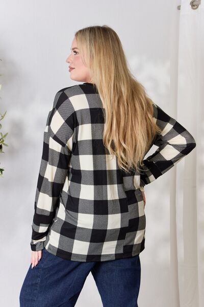 Celeste Full Size Plaid Round Neck Long Sleeve Shirt