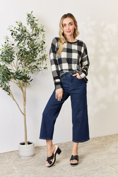 Celeste Full Size Plaid Round Neck Long Sleeve Shirt